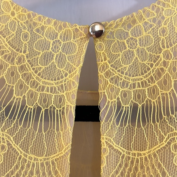 EUC yellow lace bodice fit and flare shorter dress from Three Floor. - Picture 12 of 16